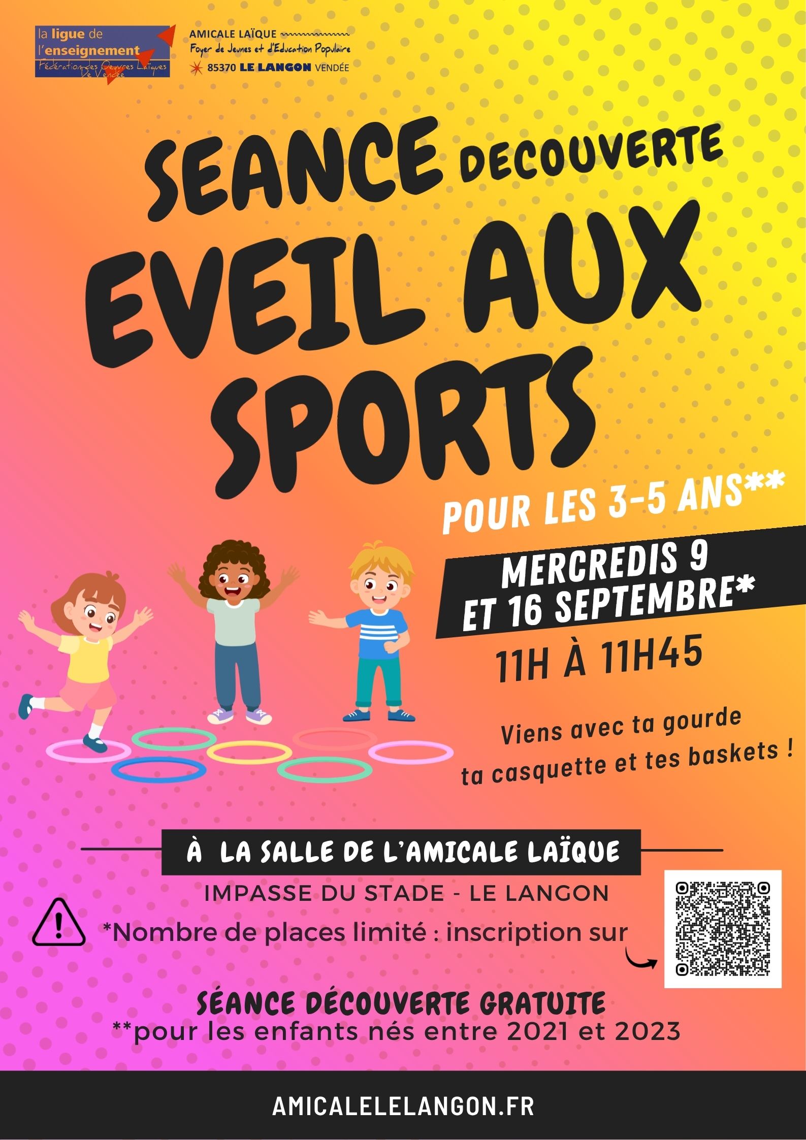 Viens essayer l&rsquo;éveil aux sports mercredi 9 ou 16 septembre !